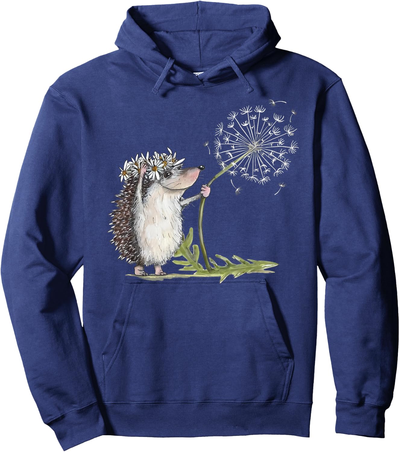 Hedgehog with Dandelion , black Hoodie - Hoodie | Navy