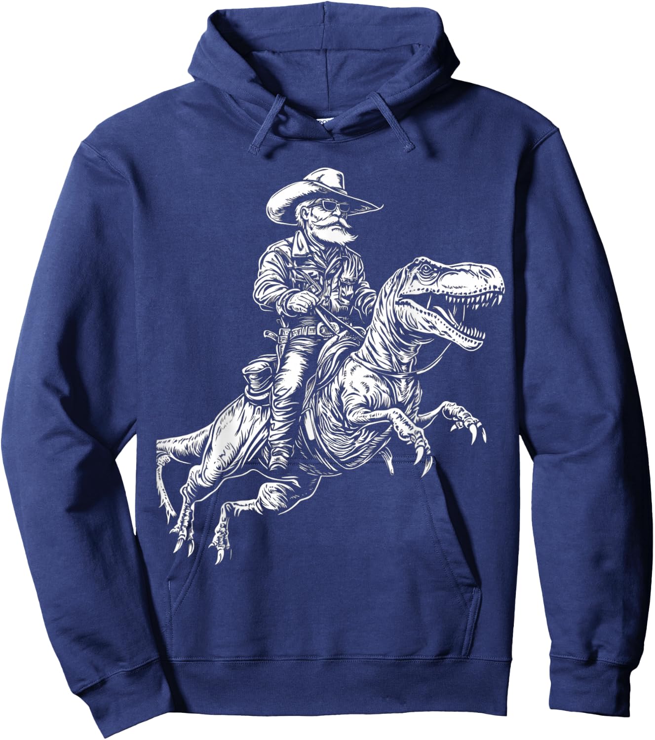 Funny Cowboy Riding Dinosaur Graphic Hoodie - Hoodie | Navy