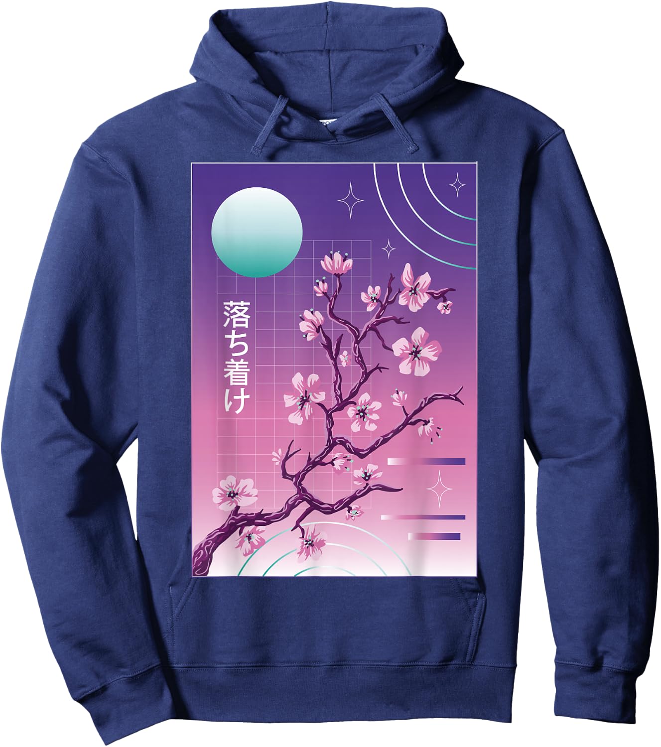 Japanese Sakura Vaporwave Hoodie - Hoodie | Navy