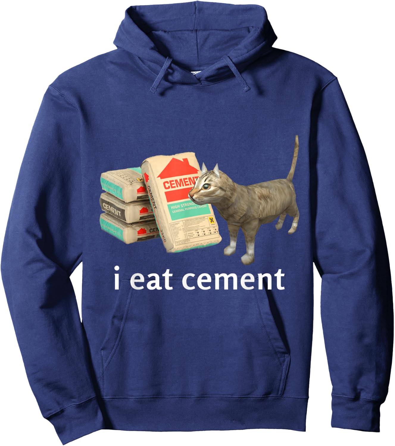 I Eat Cement Cat Shirt Kids Funny Dank Cat Meme Hoodie - Hoodie | Navy