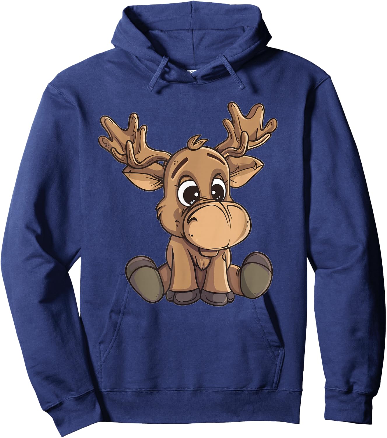 Cute Moose I Cartoon Moose Hoodie - Hoodie | Navy