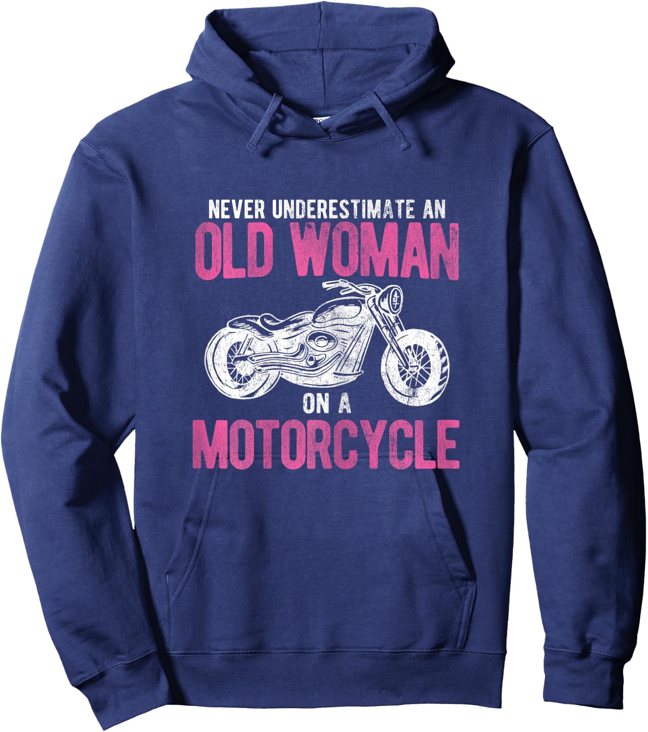 Bike Rider Old Woman On A Motorcycle Hoodie - Hoodie | Navy