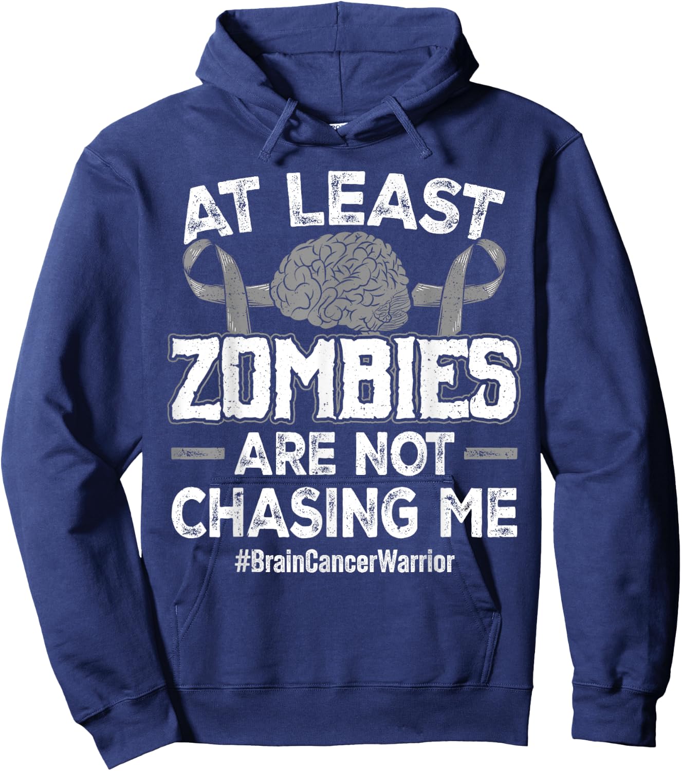 Brain Tumor Warrior Funny Brain Cancer Hoodie - Hoodie | Navy