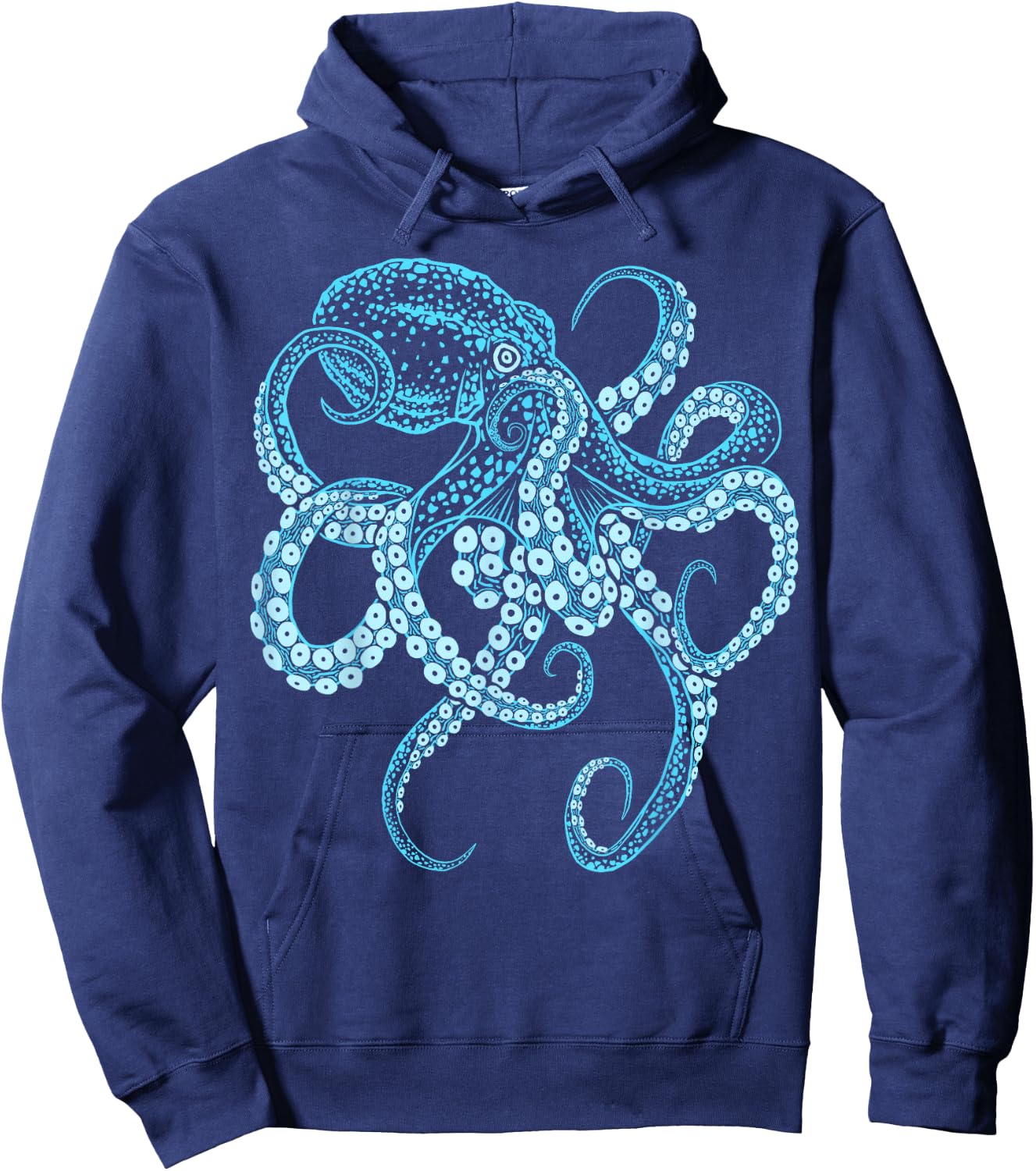Deep Sea Blue Octopus in Combat Posture, black Hoodie - Hoodie | Navy