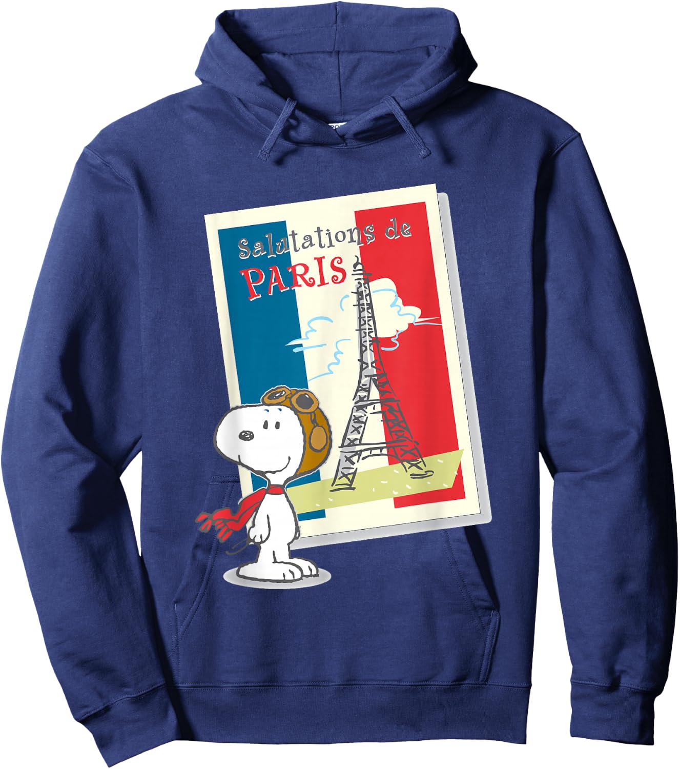 Peanuts Snoopy in Paris , Black, S Hoodie - Hoodie | Navy