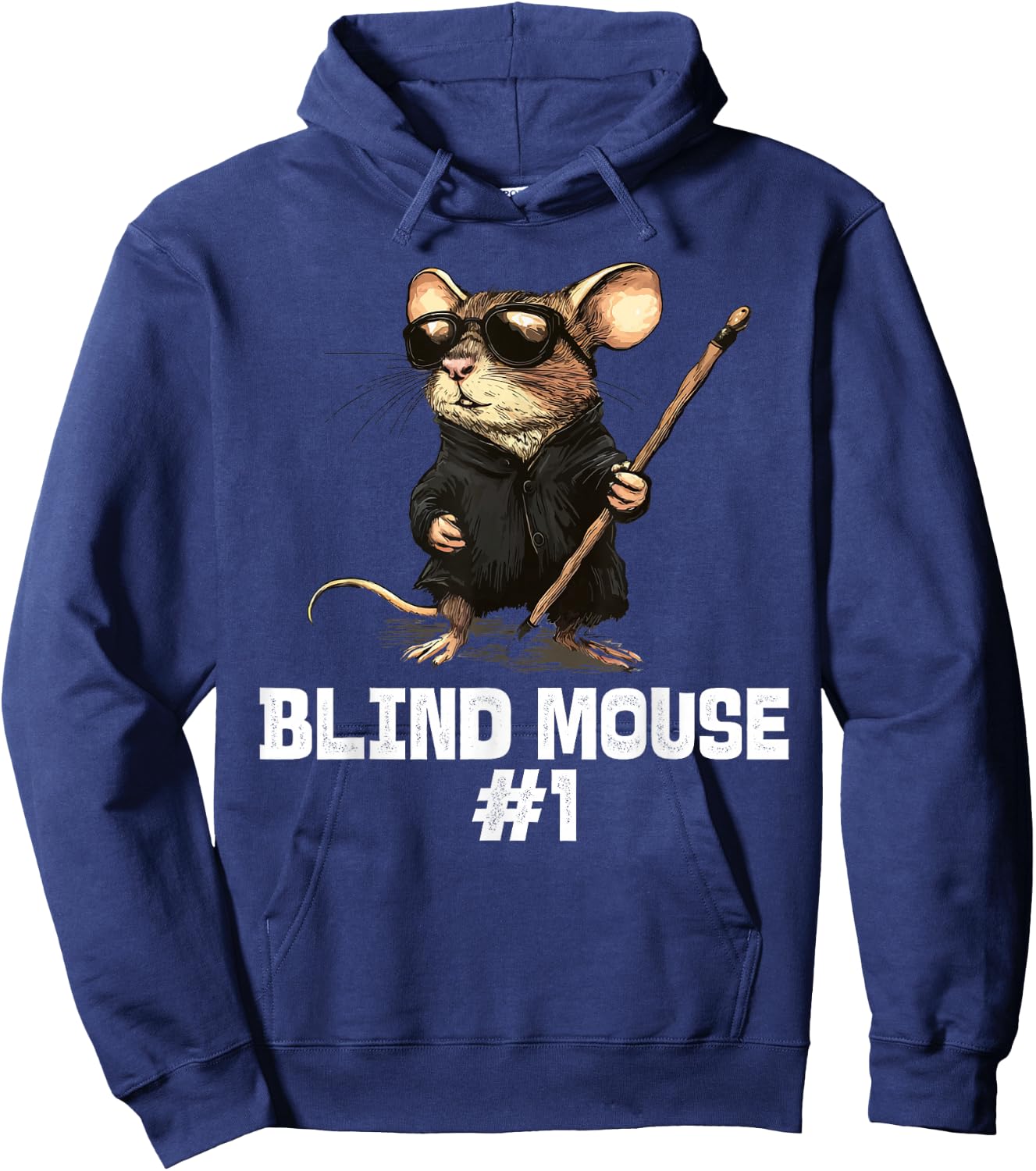 Blind Mouse #1 Cool Mouse Illustration Hoodie - Hoodie | Navy