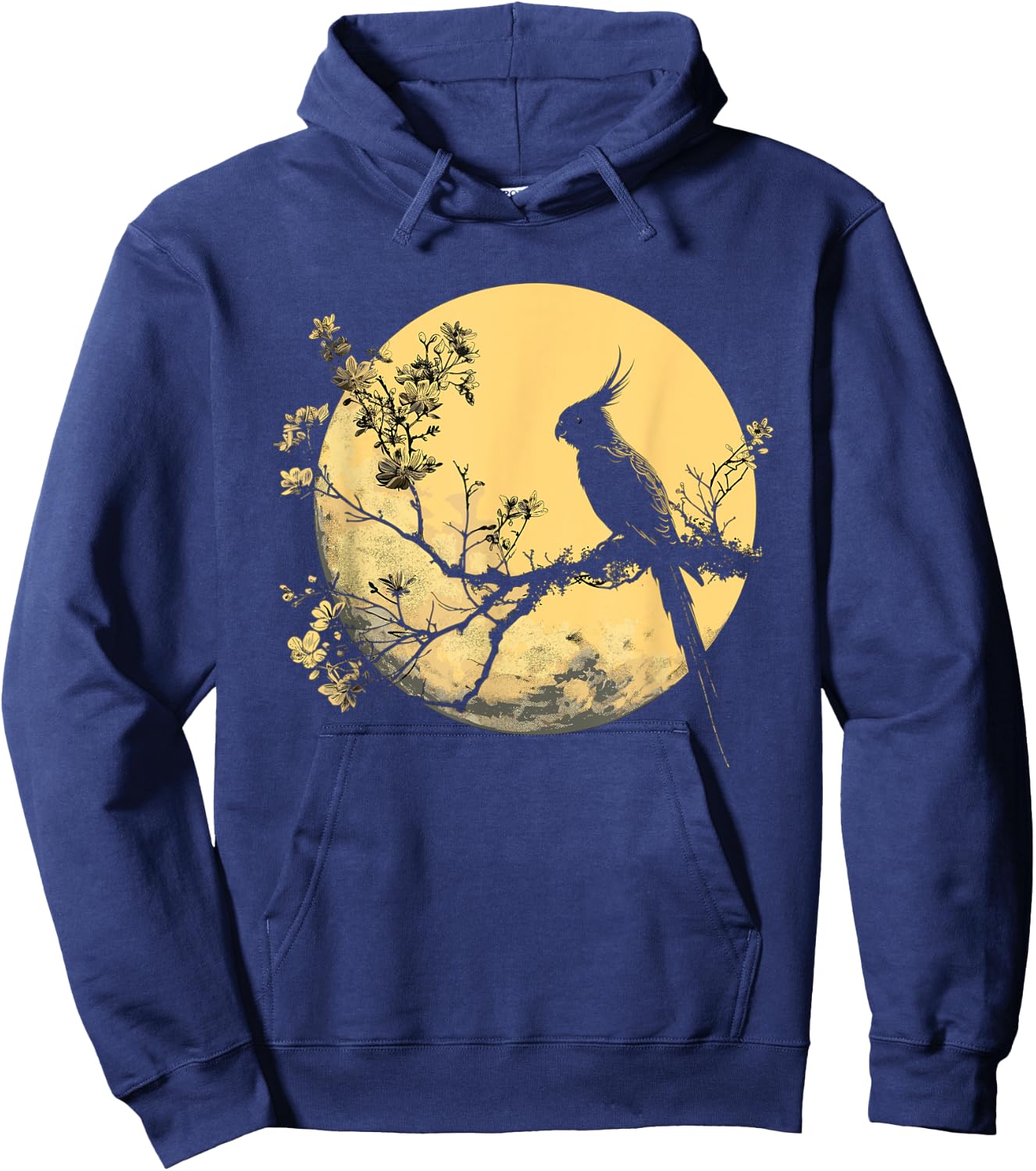Cockatiel Parrot Lover Bird Moon and Flower Hoodie - Hoodie | Navy