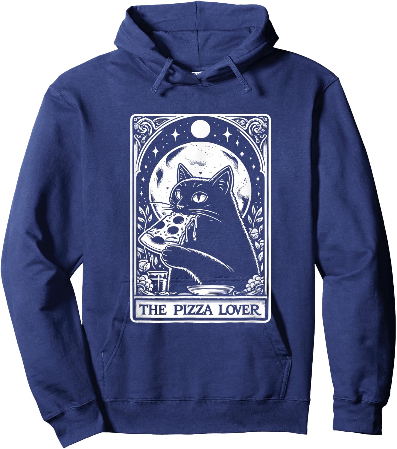 Pizza Katze Tarot Vintage Lustig Mystisch Retro Hoodie - Hoodie | Navy