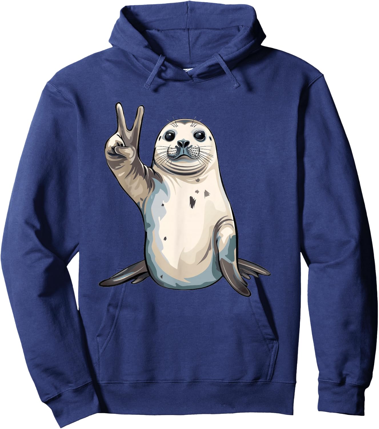 Harp Seal Showing The Peace Sign Hoodie - Hoodie | Navy