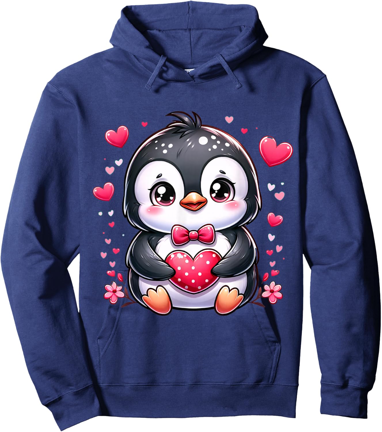 Penguin Valentine Hearts Hoodie - Hoodie | Navy