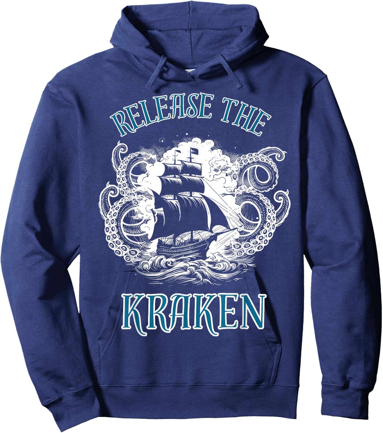 Giant Octopus, Release The Kraken Pirate Ship Hoodie - Hoodie | Navy