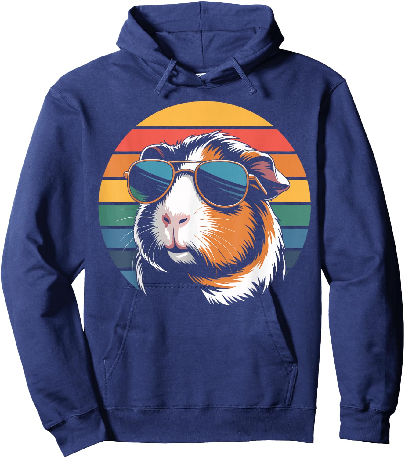 Retro Guinea Pig Sunglasses Flag Guinea Pig Hoodie - Hoodie | Navy