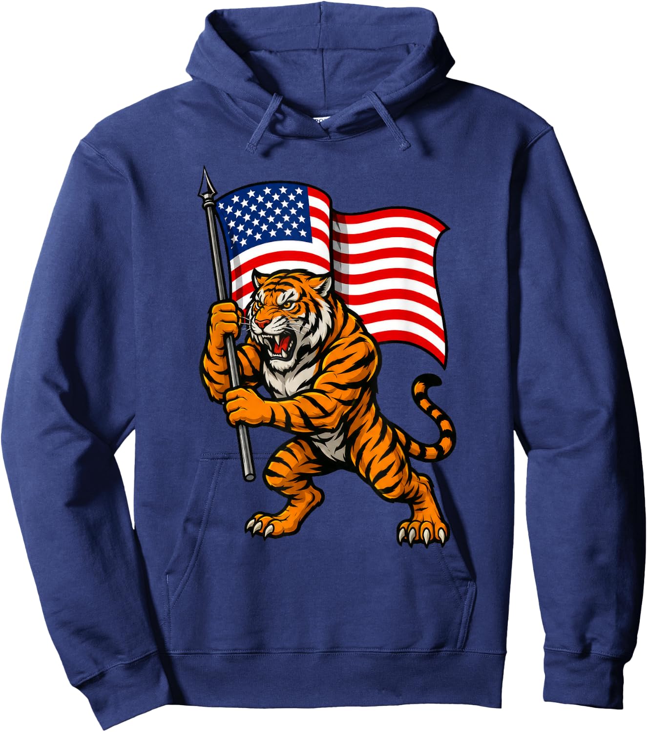 American Flag Tiger 4th of July Hoodie - Hoodie | Navy
