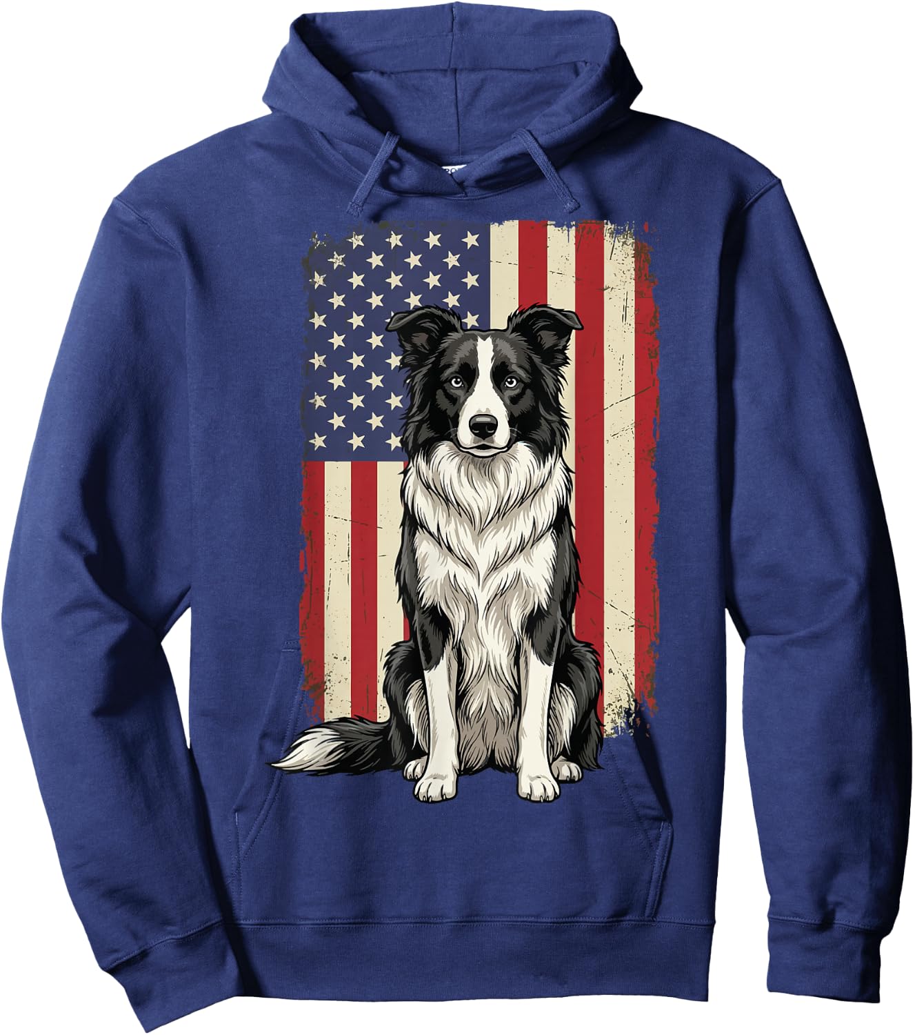 Border Collie USA Flag Hoodie - Hoodie | Navy