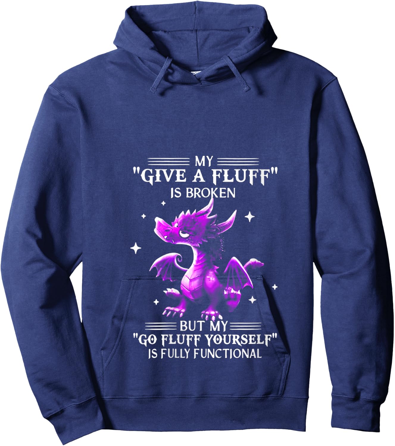 My Give A Fluff Is Broken Dragon V-Neck Hoodie - Hoodie | Navy