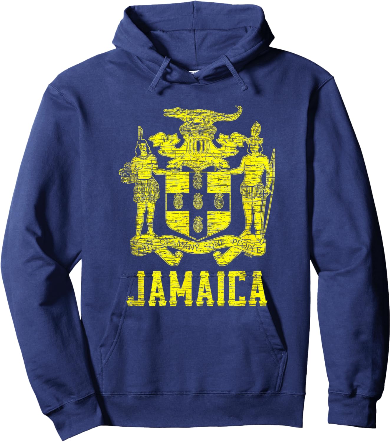 Jamaica, Coat of Arms, Out of Many, One People Hoodie - Hoodie | Navy