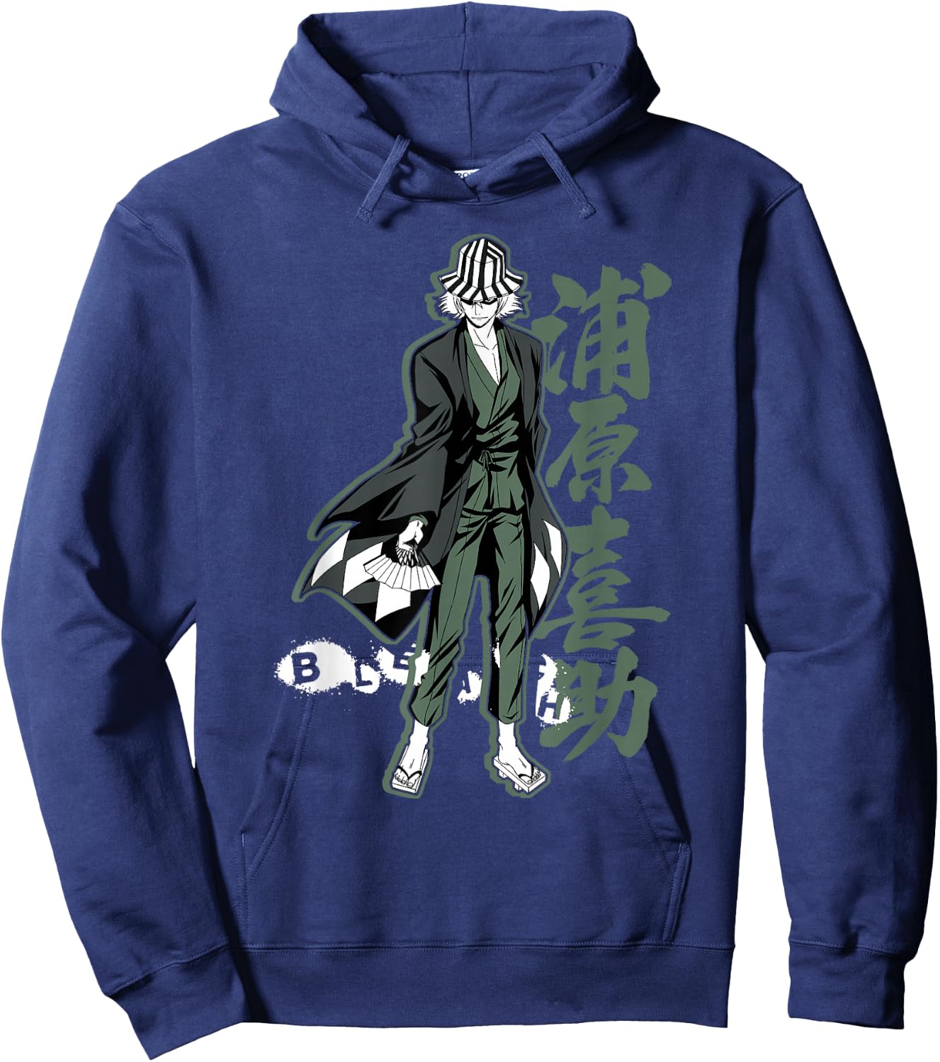 Bleach Kisuke mit Vertikalem Kanji Hoodie - Hoodie | Navy