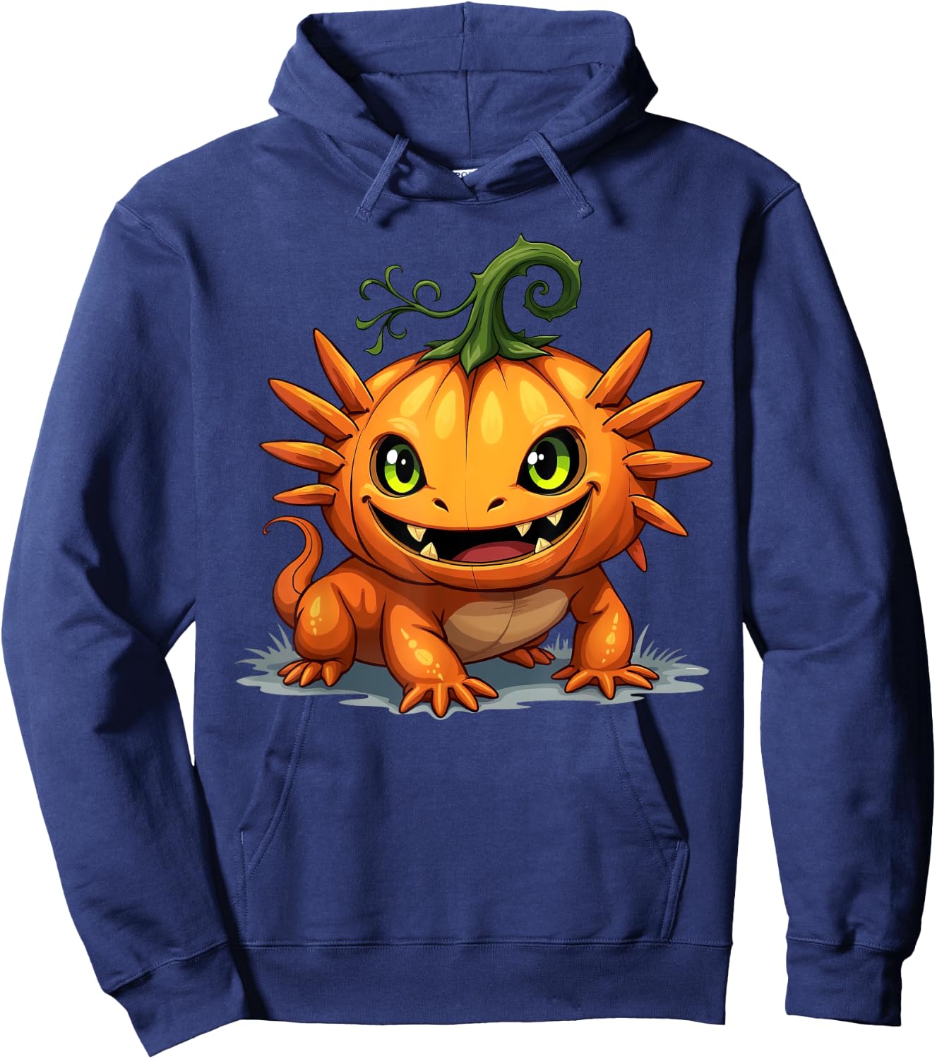 Axolotl Pumpkin Jack O Lantern Halloween Kids Hoodie - Hoodie | Navy