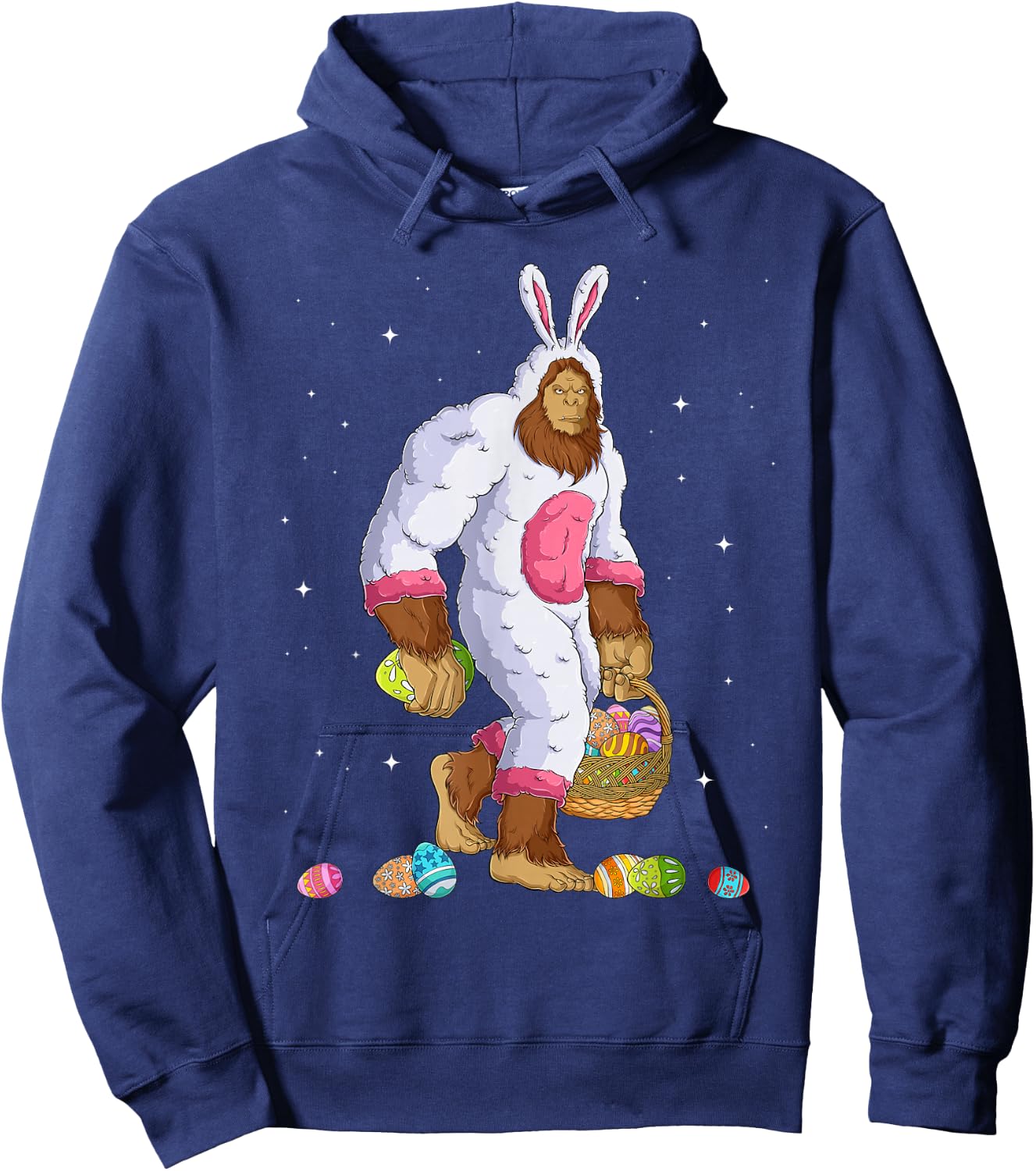 Funny Bigfoot Sasquatch Happy Easter Bunny Eggs Hoodie - Hoodie | Navy