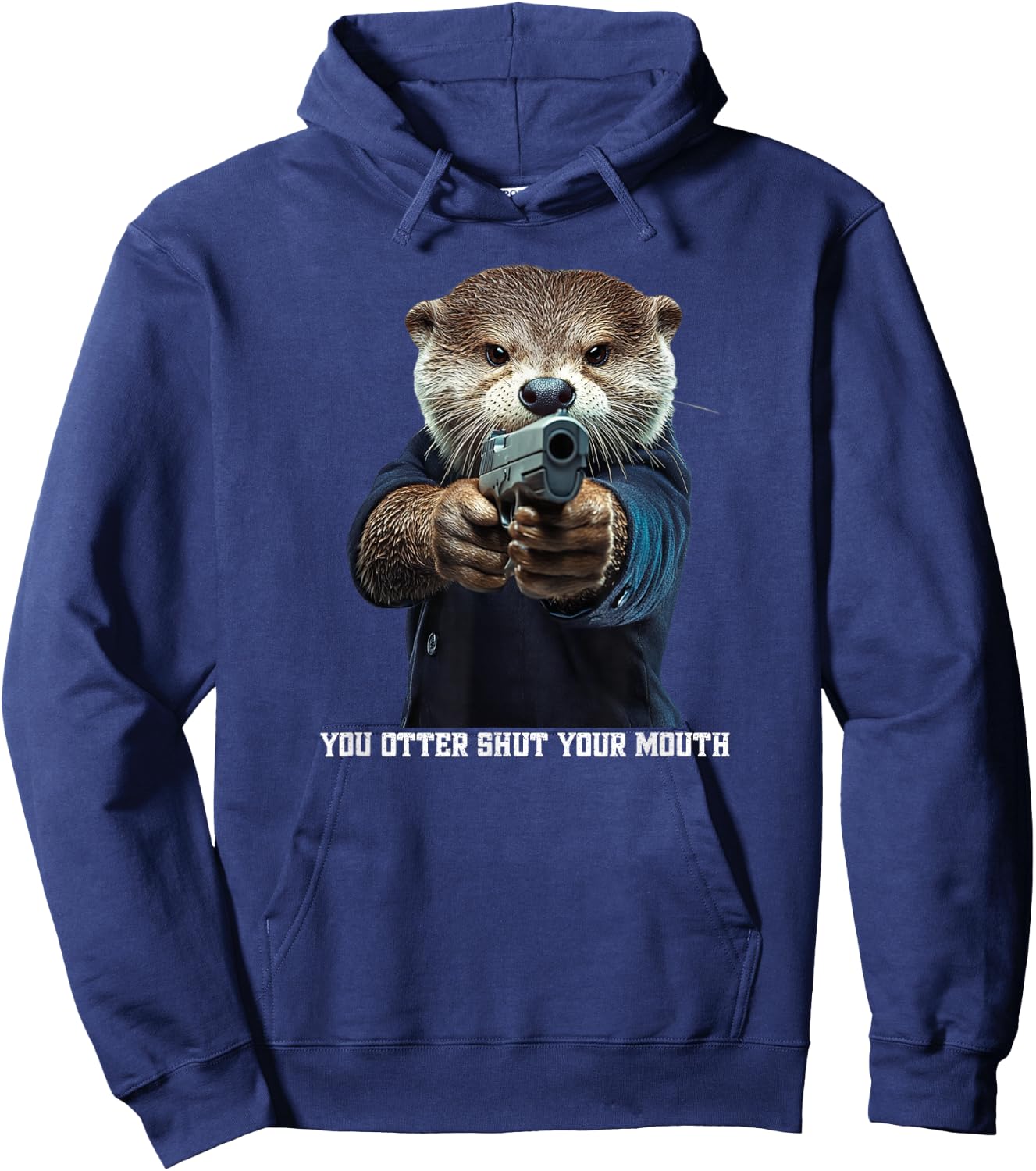 Angry Otter With Gun Funny Otter Hoodie - Hoodie | Navy