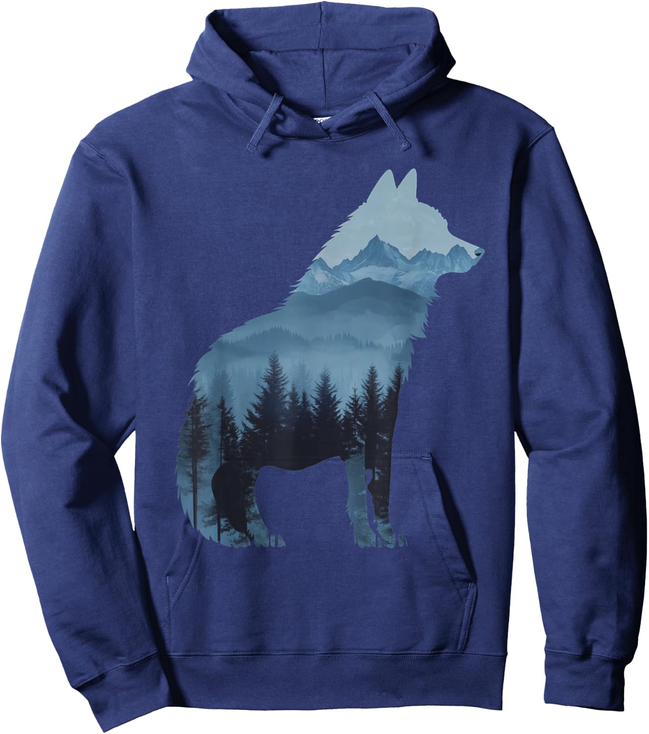 Wolf and Forest Silhouette double exposure Art Hoodie - Hoodie | Navy