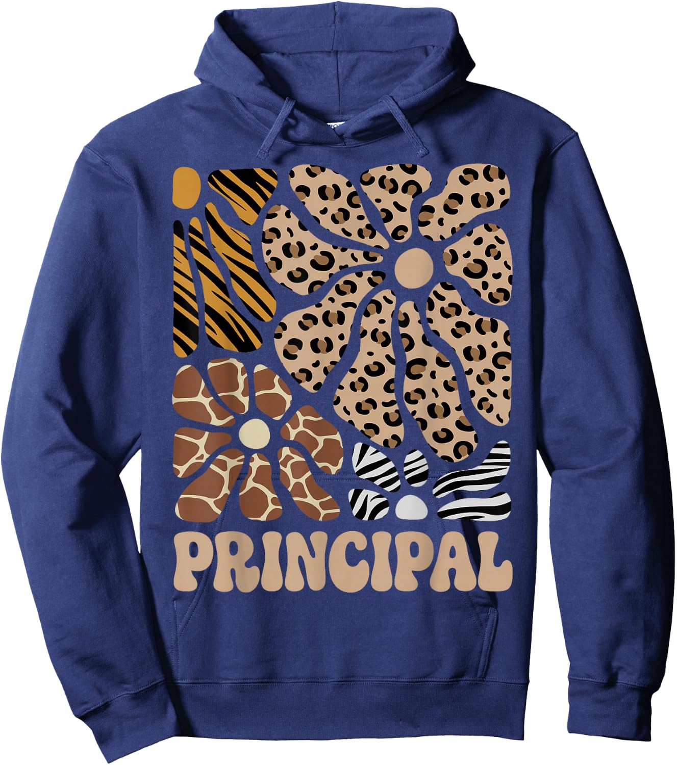 Principal Safari Animals Floral Boho Leopard Hoodie - Hoodie | Navy