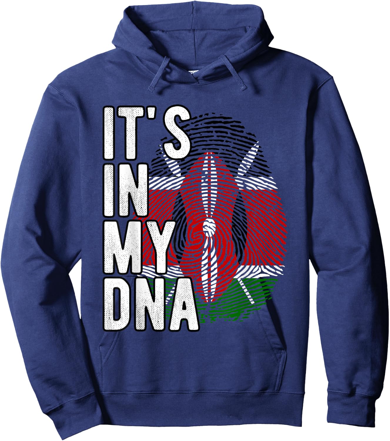 Funny It's In My DNA Fingerprint Flag Of Kenya Hoodie - Hoodie | Navy