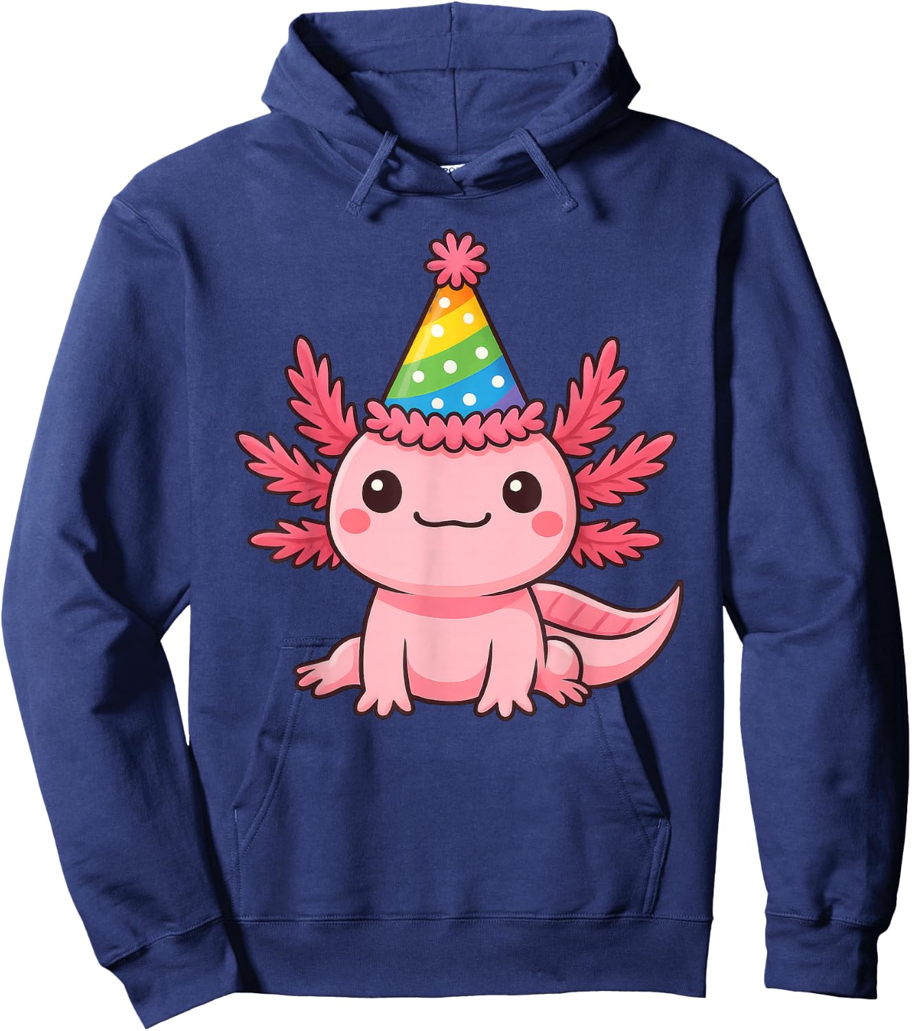 Anime Kawaii Axolotl Birthday Party Hat Hoodie - Hoodie | Navy