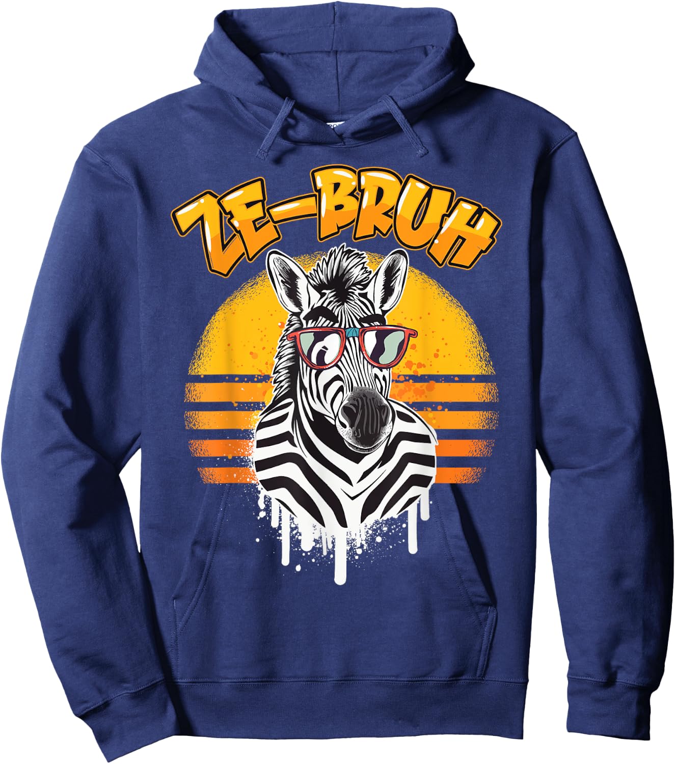 Zebra Bro AKA. Ze-bruh - Funny Zebra Design Hoodie - Hoodie | Navy