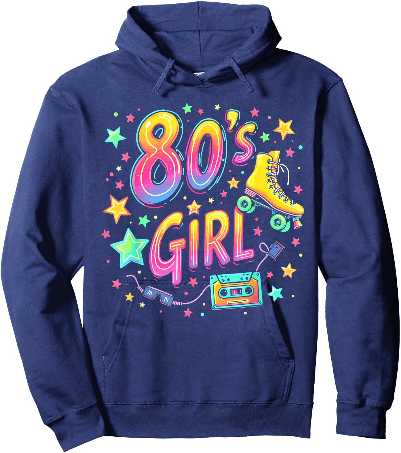 Girls 80s Retro Roller Skates , Black, S Hoodie - Hoodie | Navy