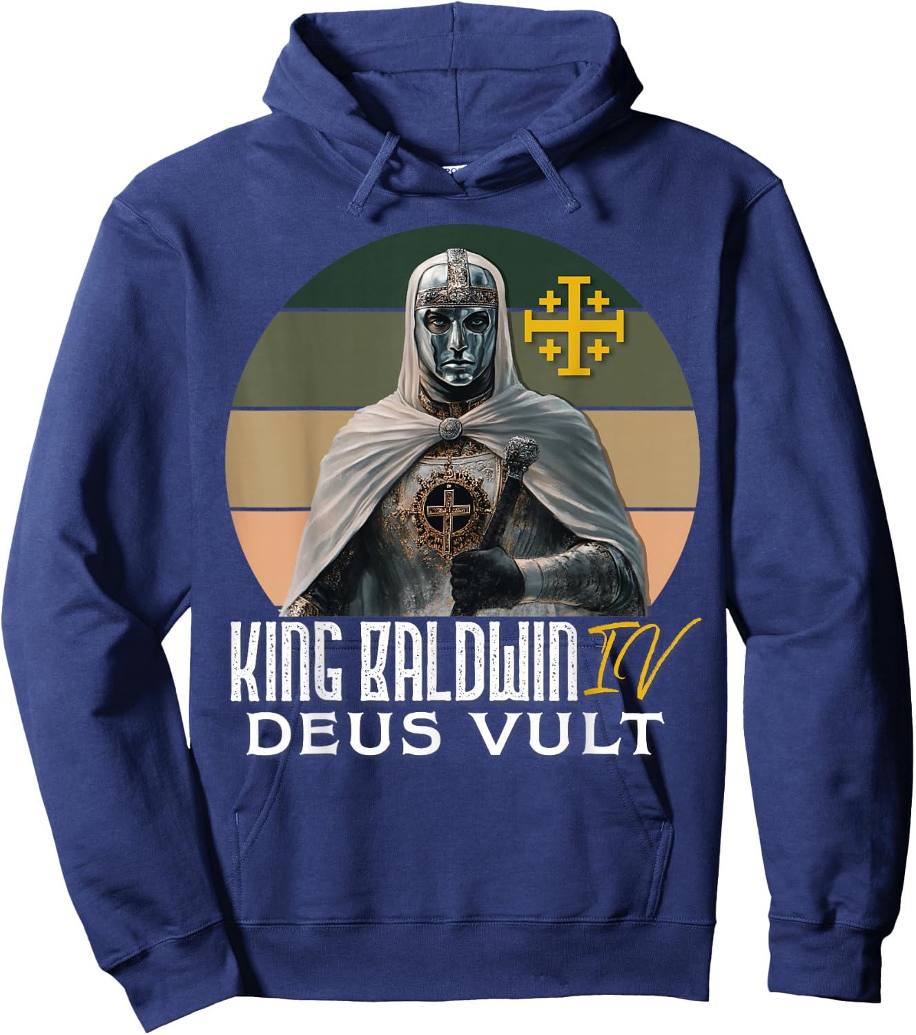 King Baldwin IV Jerusalem Cross Catholic Hoodie - Hoodie | Navy