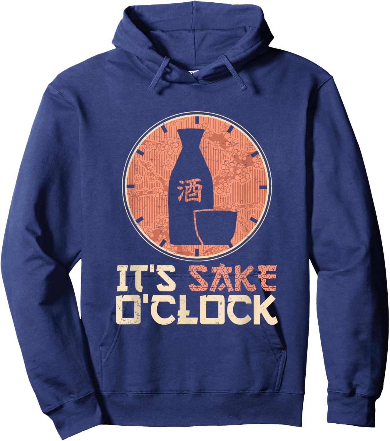 Japanese Sake O'Clock Funny Rice Wine Hoodie - Hoodie | Navy