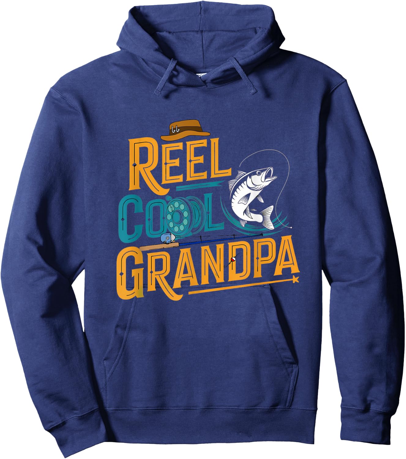 Reel Cool Grandpa Fishing Fisherman Fish Hoodie - Hoodie | Navy