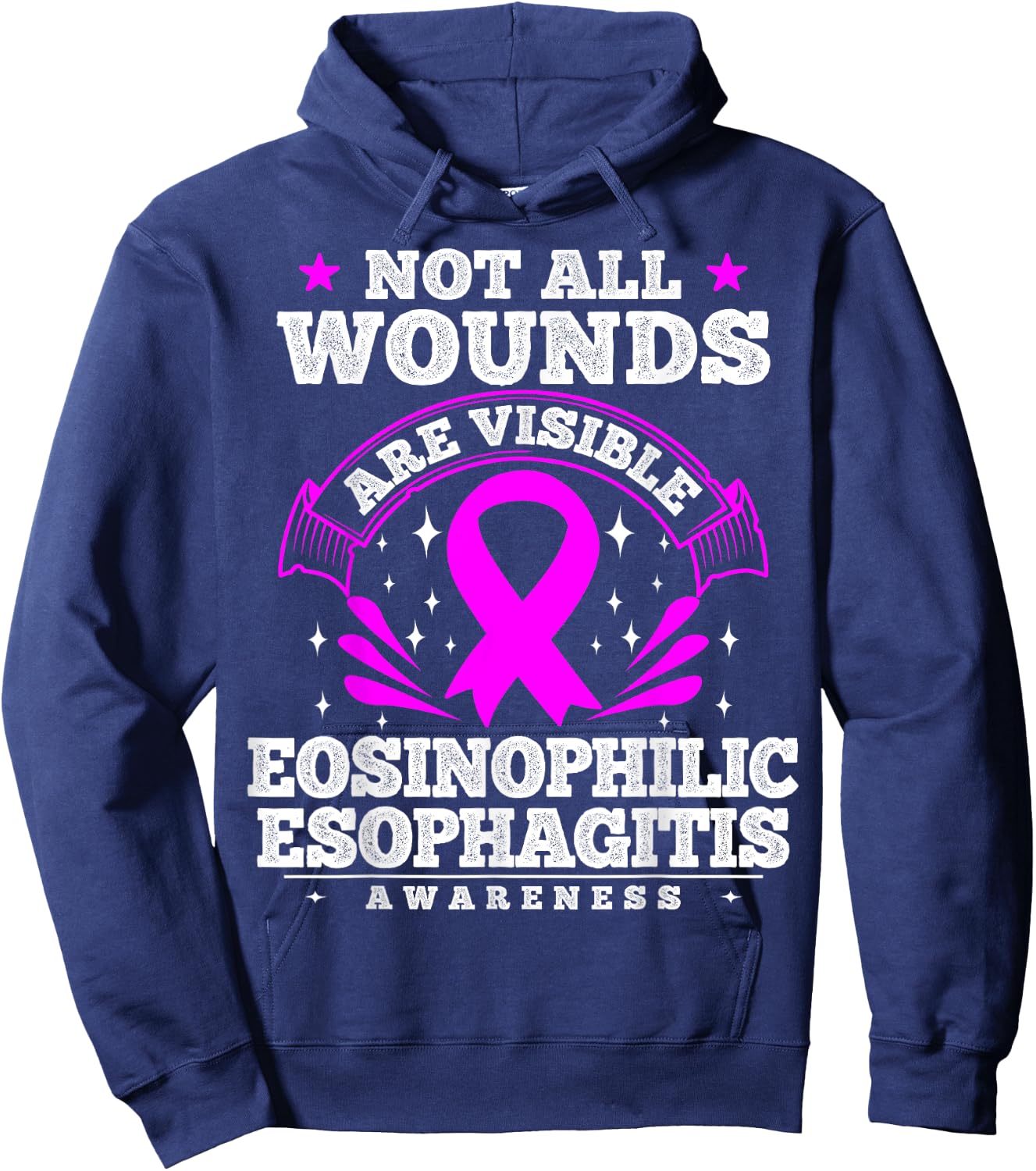 Not All Wounds Are Visible EOE Awareness Ribbon Hoodie - Hoodie | Navy