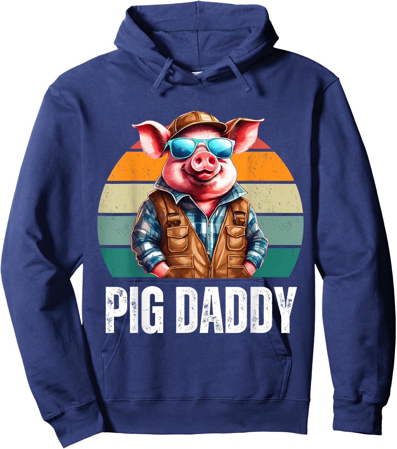 Pig Dad Daddy Father's Day Pig Lovers Farmer Hoodie - Hoodie | Navy