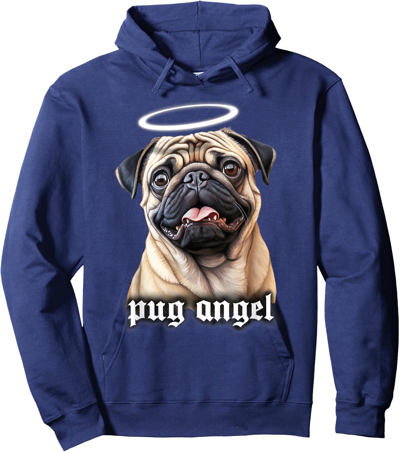 Pug Angel Dog Portrait Hoodie - Hoodie | Navy