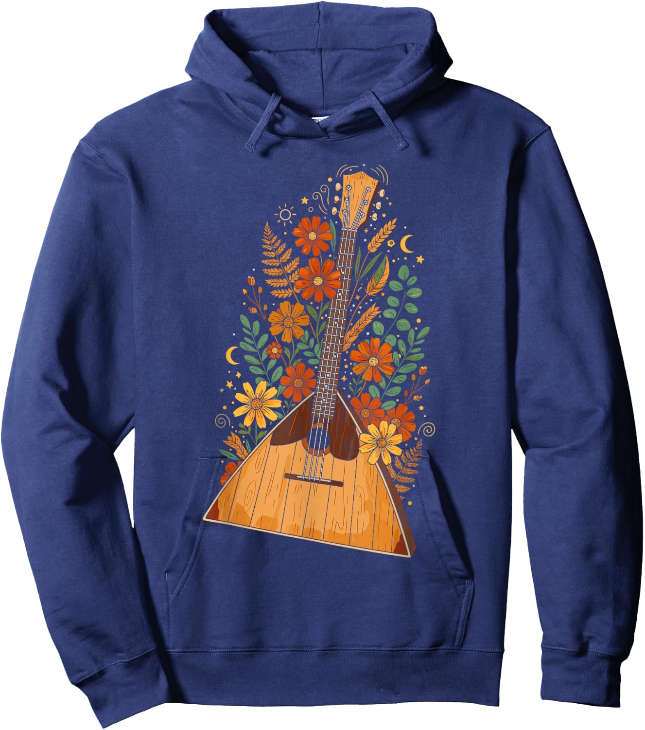 Boho Floral Balalaika Folk Hoodie - Hoodie | Navy