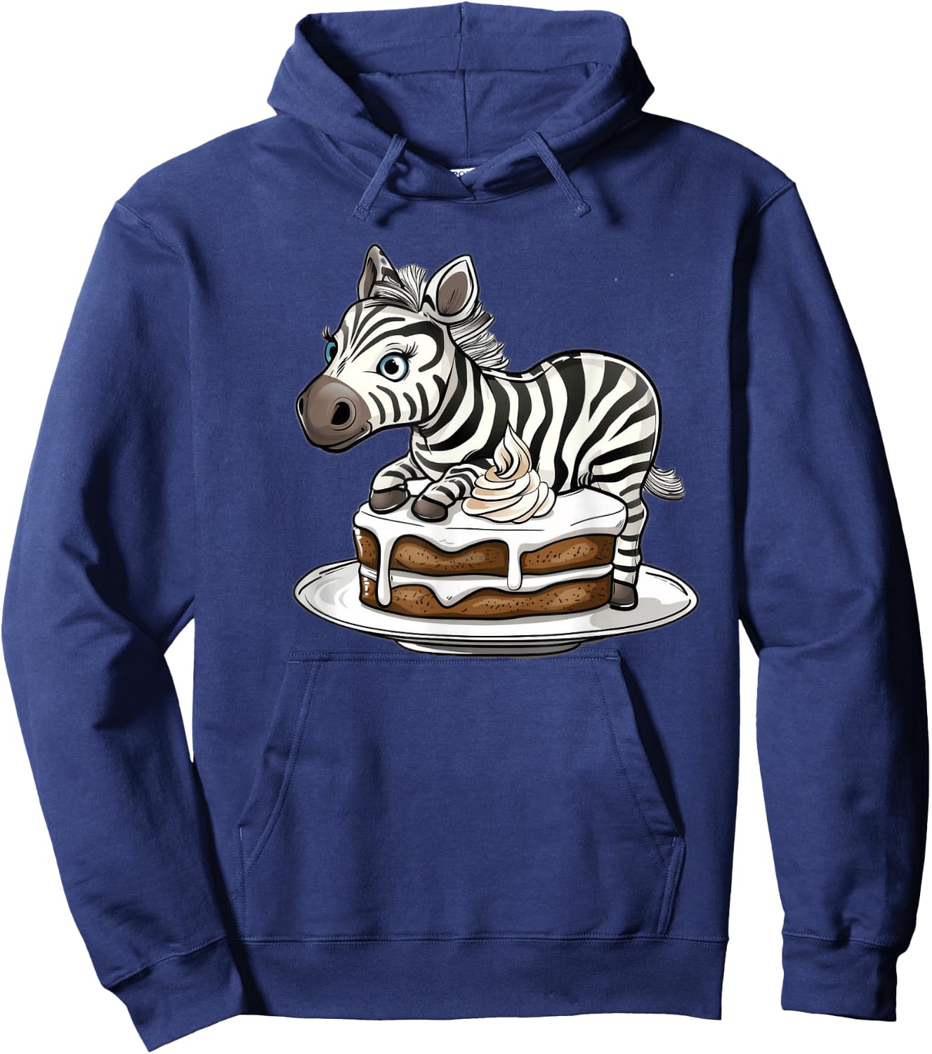 Zebra Cake With A Cartoon Style Hoodie - Hoodie | Navy