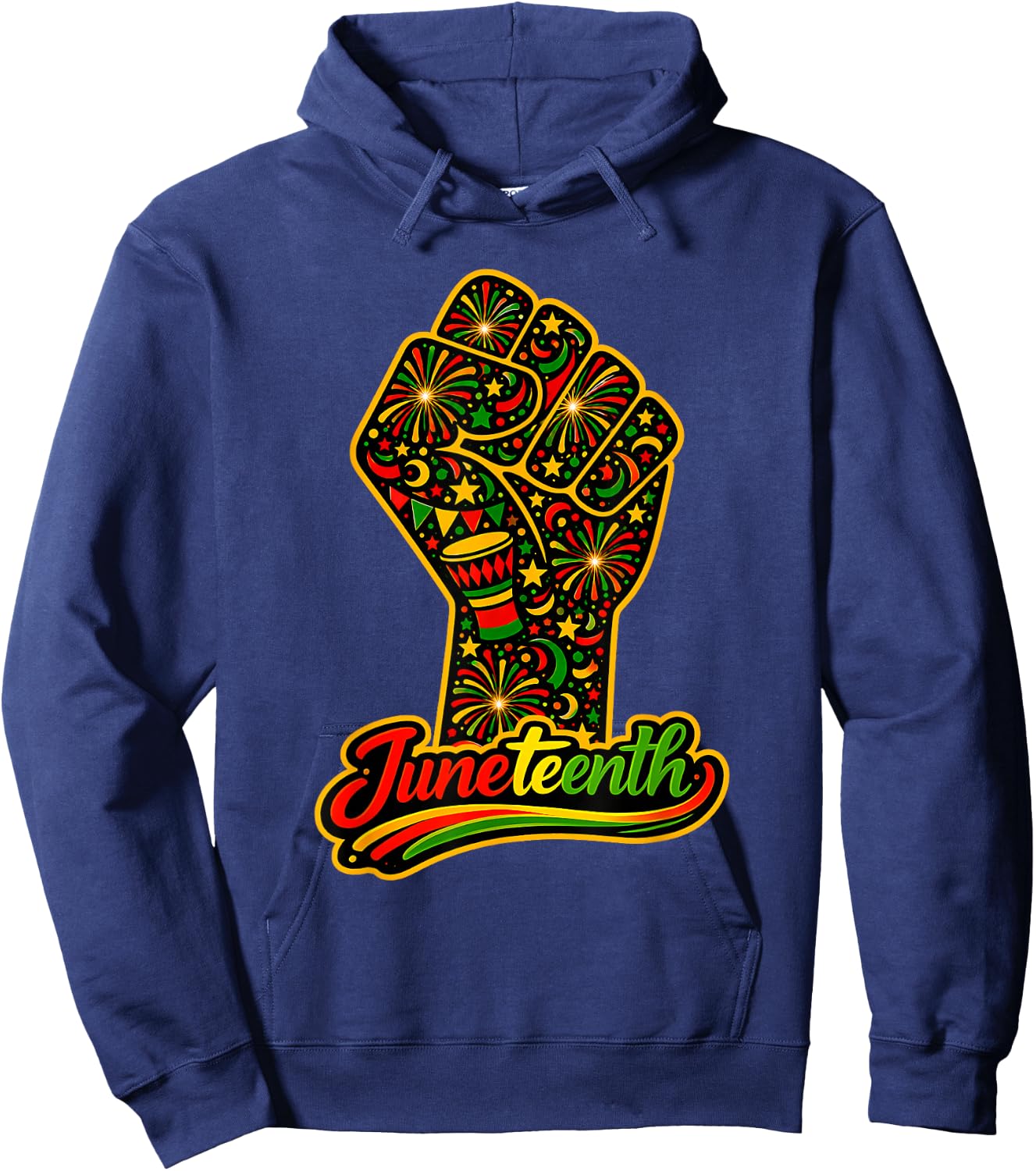 Juneteenth Black Power Fist African American Hoodie - Hoodie | Navy