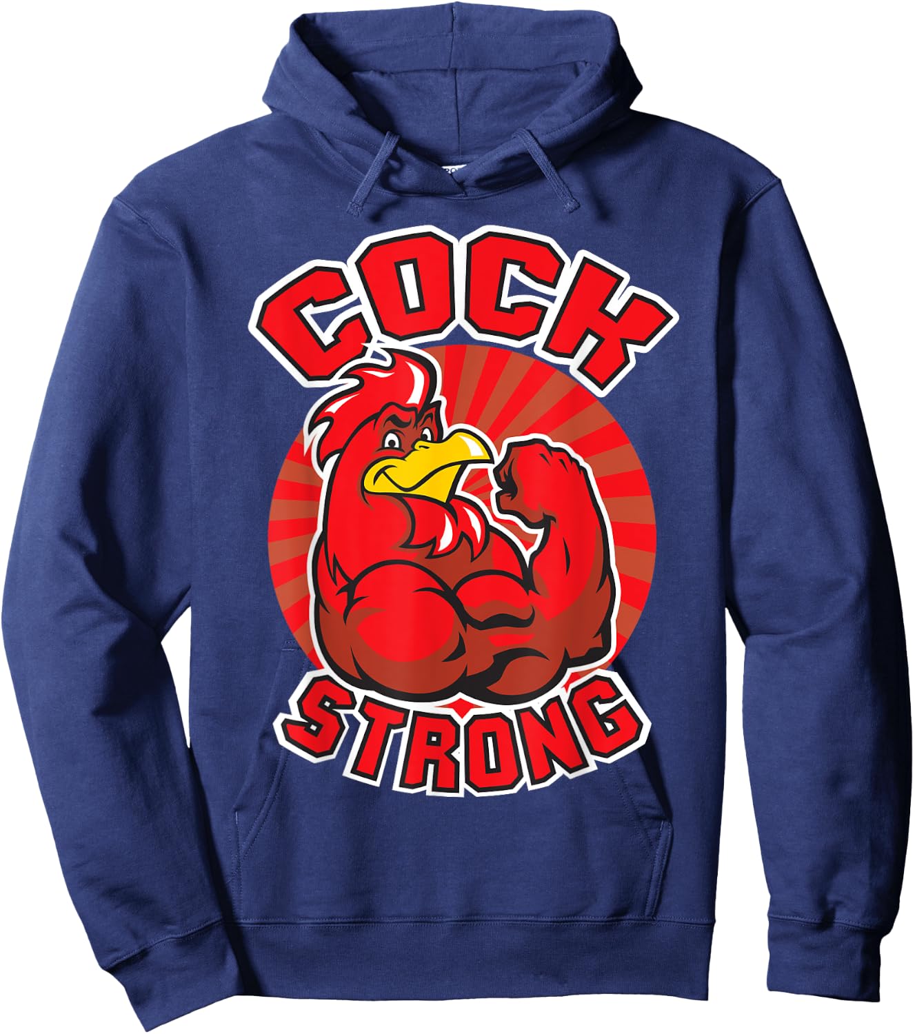 Cock Strong - Muscular Chicken - Novelty Gym Hoodie - Hoodie | Navy