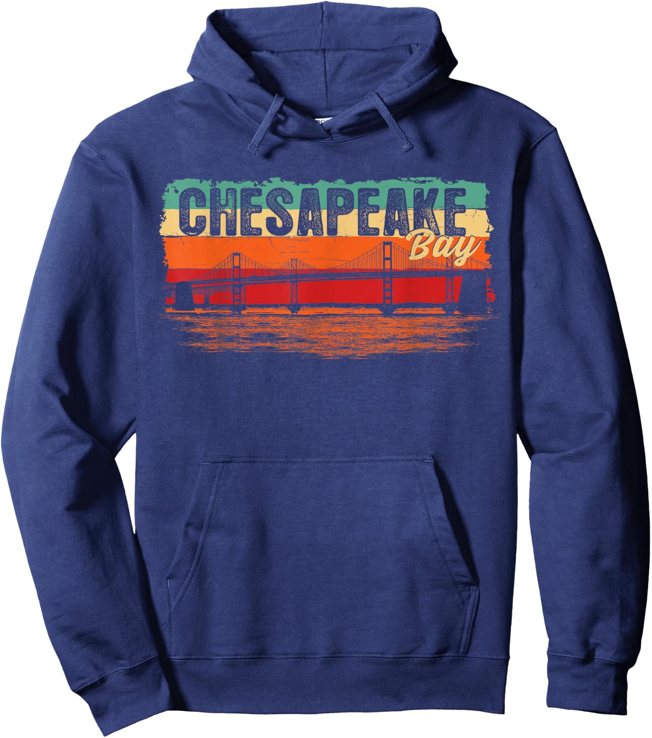 Retro Vintage Sunset Chesapeake Bay Hoodie - Hoodie | Navy