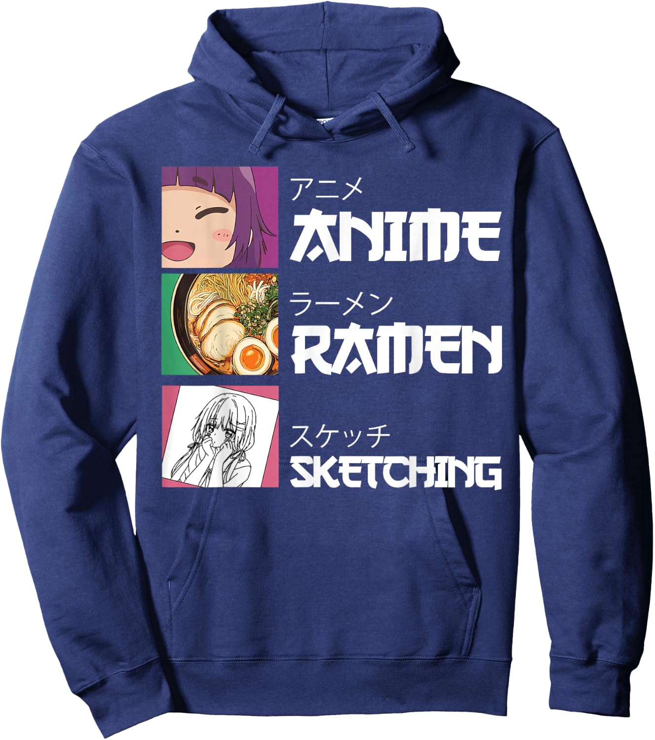 Anime Ramen Sketching Japanese Otaku Hoodie - Hoodie | Navy