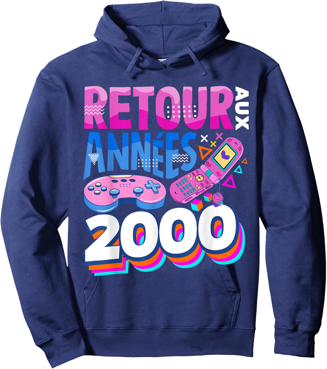 Back to the 2000s Vintage Retro 00s , Black, S Hoodie - Hoodie | Navy