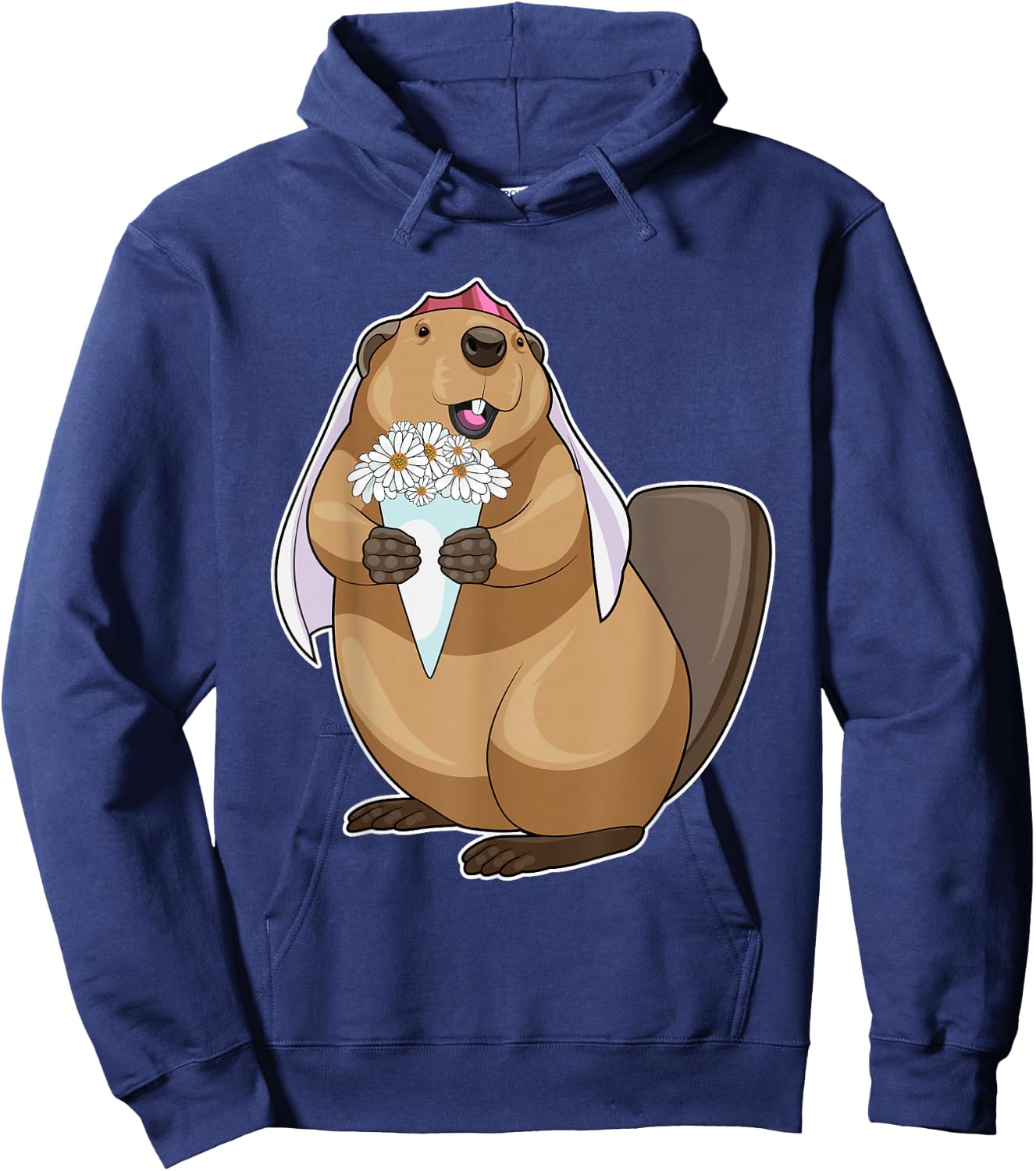 Beaver Bride Bridal bouquet Wedding Hoodie - Hoodie | Navy