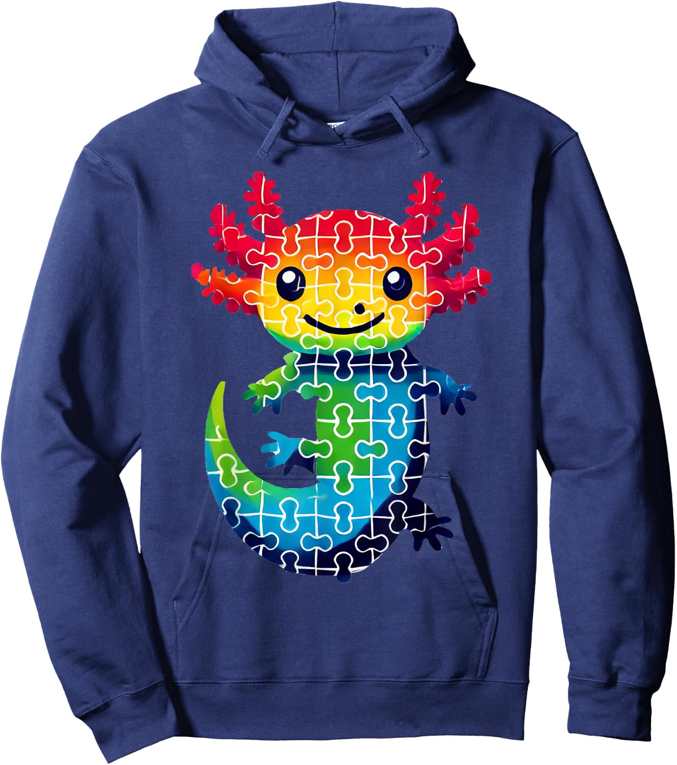 Jigsaw Puzzle Axolotl Cute Axolotls Hoodie - Hoodie | Navy