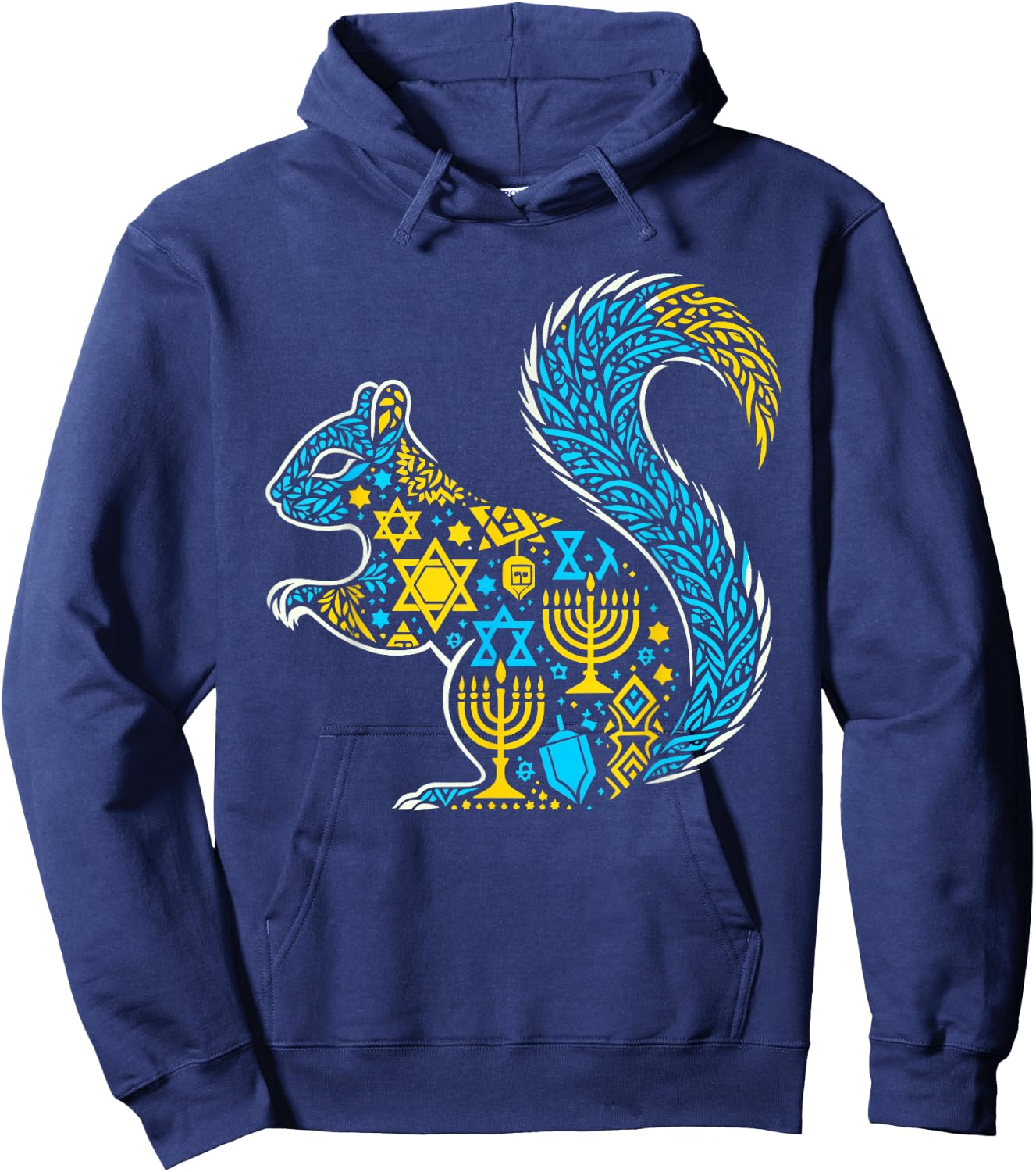 Squirrel Menorah Dreidel Jewish Hanukkah Kids Hoodie - Hoodie | Navy