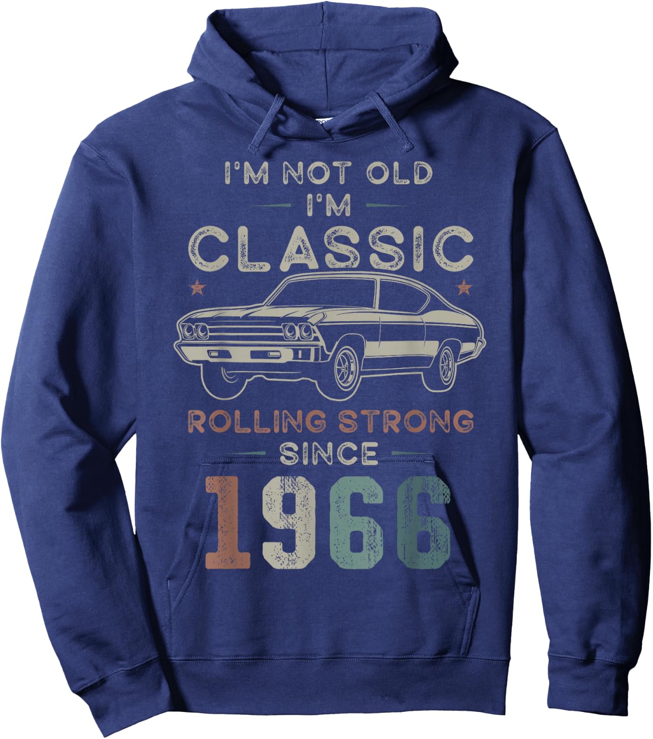 Born in 1966, 60th Birthday Classic Car Hoodie - Hoodie | Navy