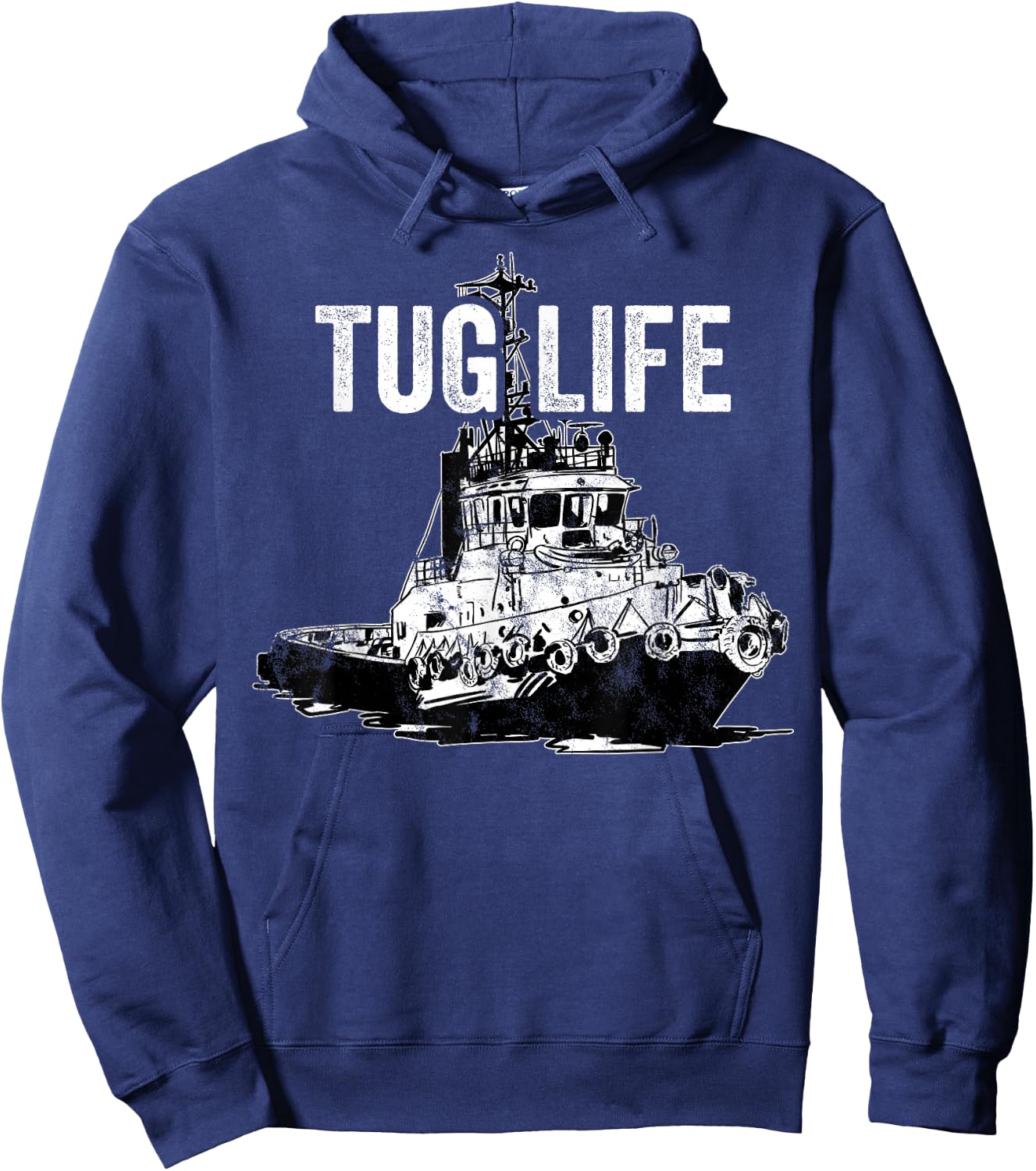 Retro Tugboat Captain Tug Boat Hoodie - Hoodie | Navy