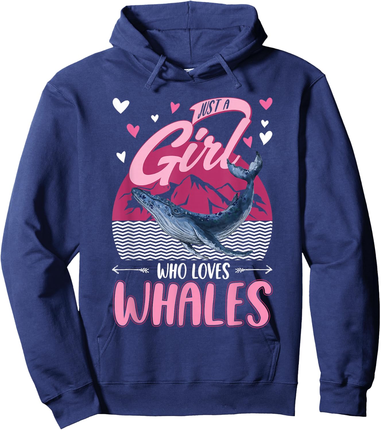 Whale Girl Humpback Whale Blue Whale Hoodie - Hoodie | Navy