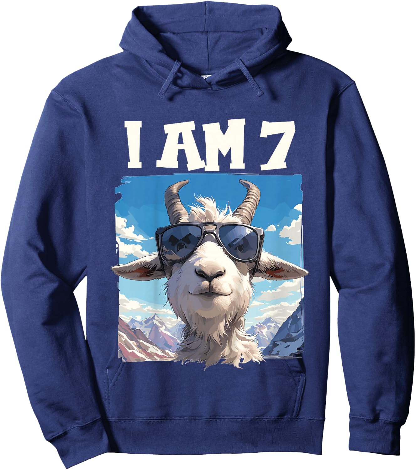 7 Years old 7 birthday Goats Boy Girl Goat Hoodie - Hoodie | Navy